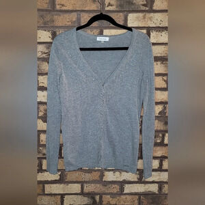 Calvin Klein gray rhinestone cardigan